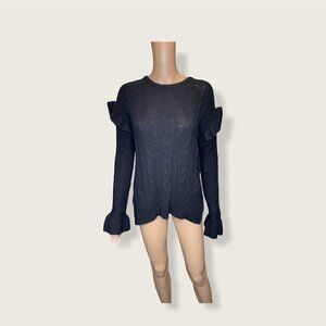 Sanctuary Cable Knit Ruffle Sweater NWT
